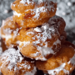 Golden, crispy Deep Fried Marshmallows with gooey centers, drizzled syrup, and a dusting of powdered sugar.