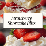 A luscious strawberry shortcake with layers of fluffy cake, fresh strawberries, and creamy whipped topping, served on a plate.