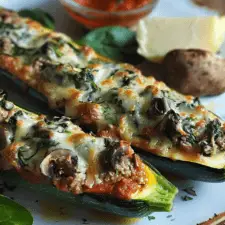 Savory Spinach, Mushroom, and Ricotta Stuffed Zucchini Boats-image
