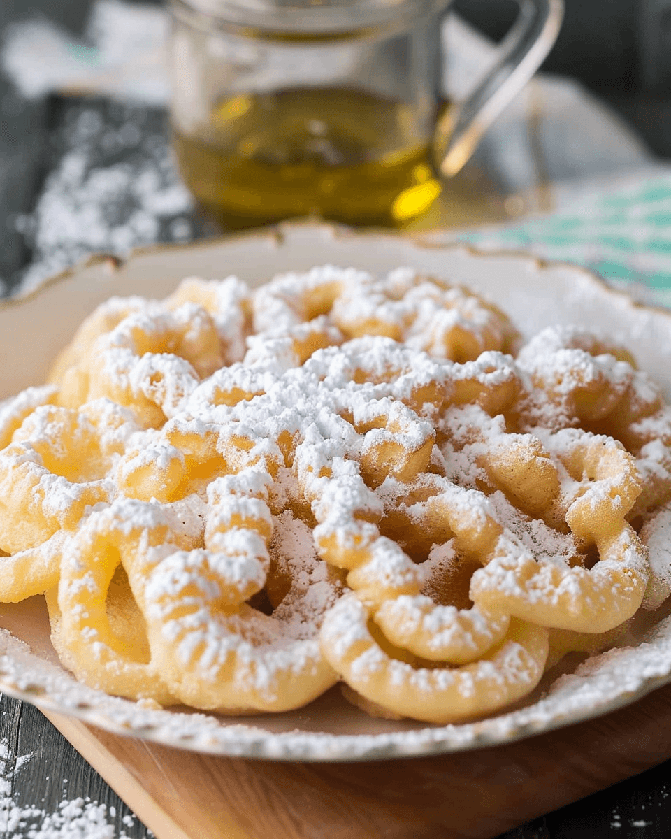 Yummy Classic Homemade Funnel Cakes bring that beloved fairground flavor right to your kitchen. These golden swirls of lightly fried batter are crisp on the outside, soft inside, and topped with a snowy layer of powdered sugar for the perfect sweet crunch. Served fresh and warm, they’re simple to make and irresistibly nostalgic. Whether you're hosting a party, planning a fun family night, or just craving something sweet and playful, these funnel cakes deliver joy in every bite.