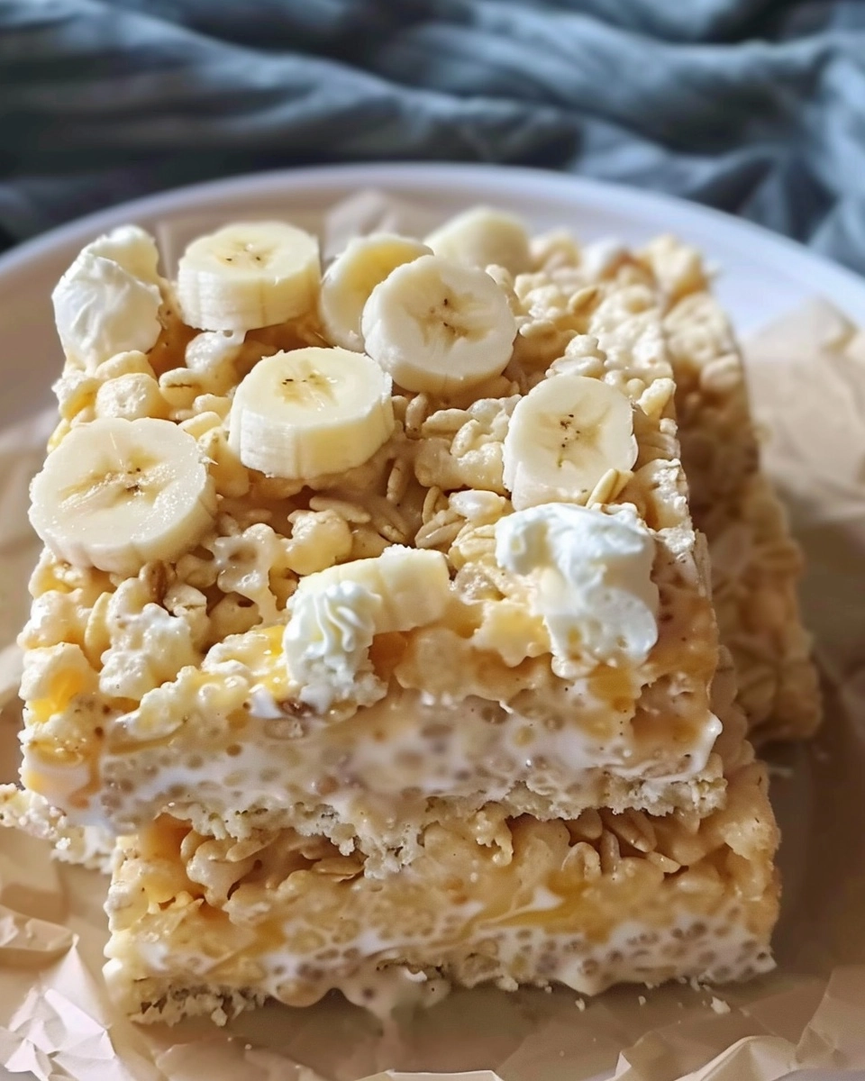 Banana Pudding Rice Krispies Bars Recipe - Recipe Image