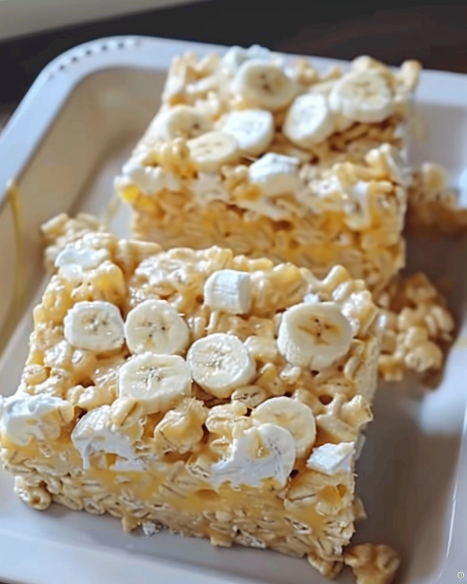 Banana Pudding Rice Krispies Bars Recipe - Recipe Image
