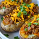 Cheesy Sloppy Joe Potato Boats Recipe