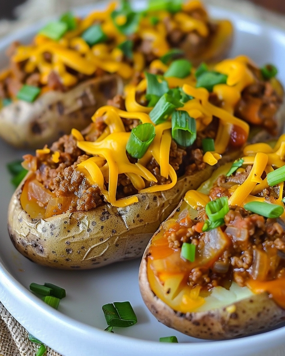 Cheesy Sloppy Joe Potato Boats Recipe