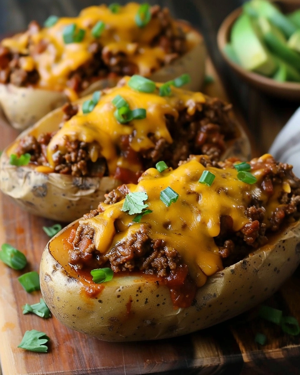 Cheesy Sloppy Joe Potato Boats Recipe - Recipe Image