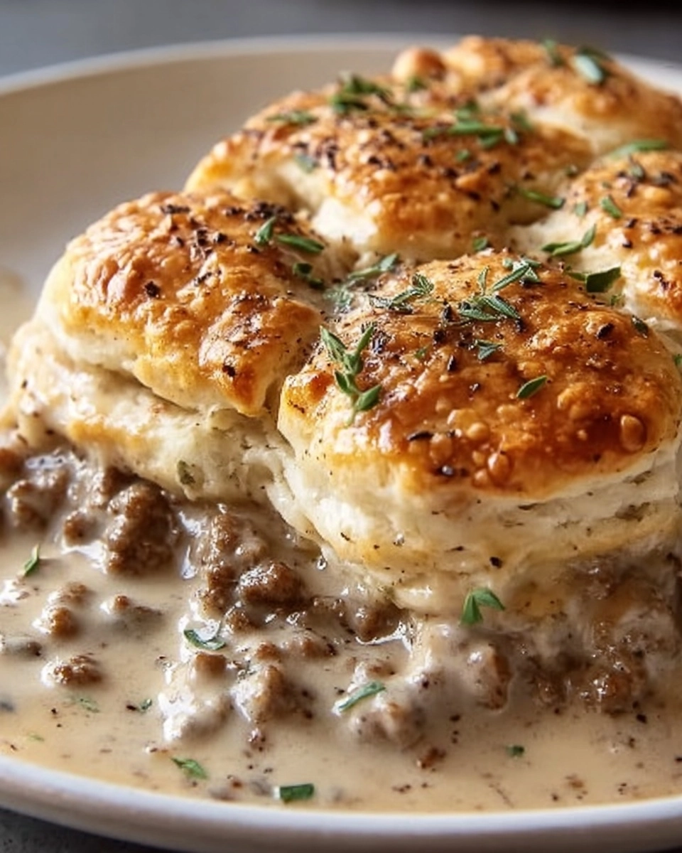 Sausage Gravy Biscuit Pie Recipe - Recipe Image