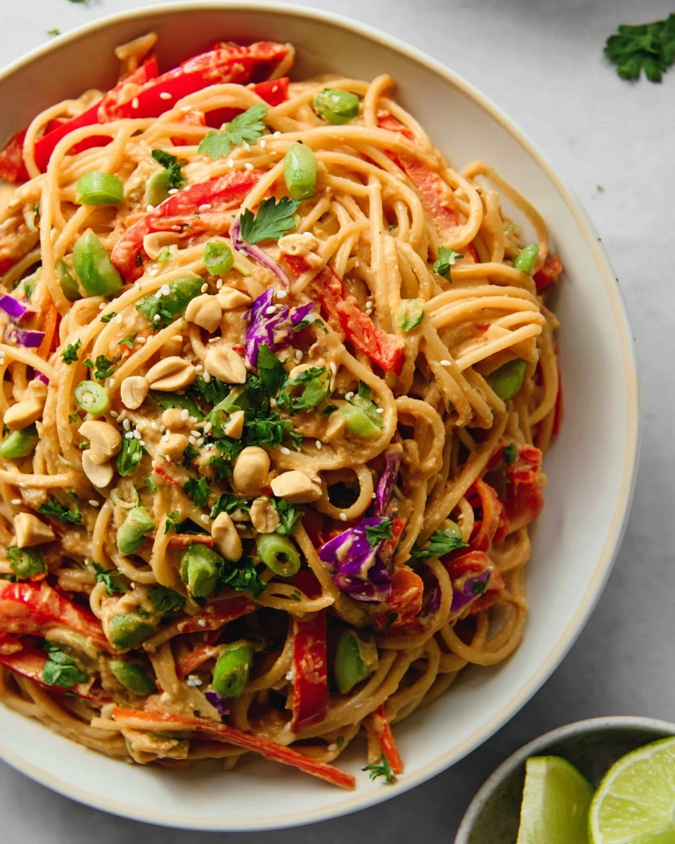 Vegetarian Thai Peanut Noodle Bowl Recipe - Recipe Image