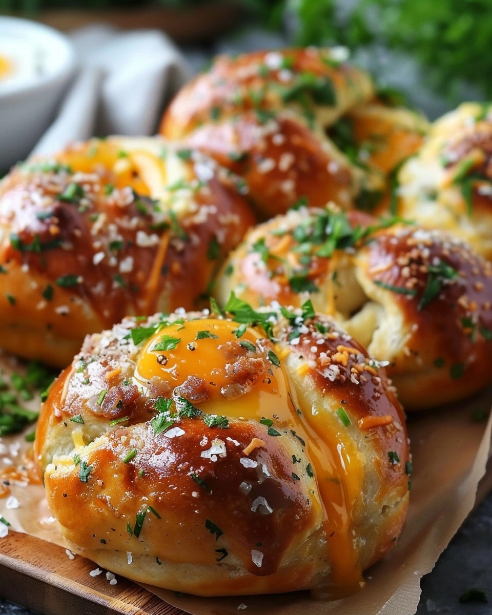 Stuffed Breakfast Pretzel Rolls Recipe