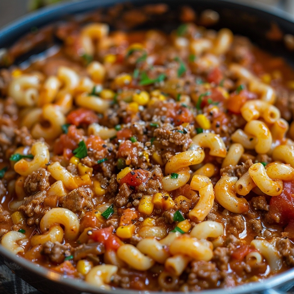 Easy One-Pot Cheesy American Goulash Recipe - Recipe Image