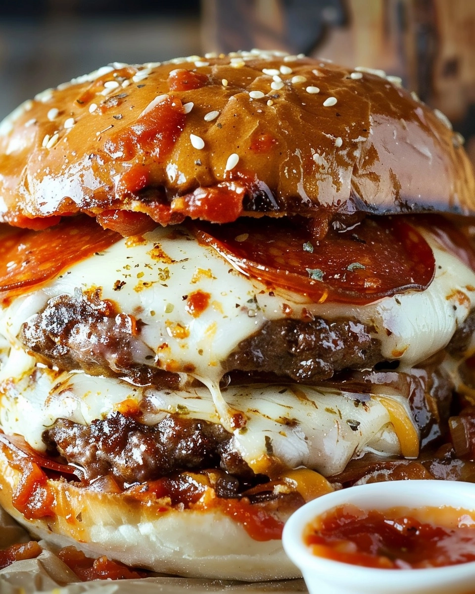 Pepperoni Pizza Burger Recipe - Recipe Image