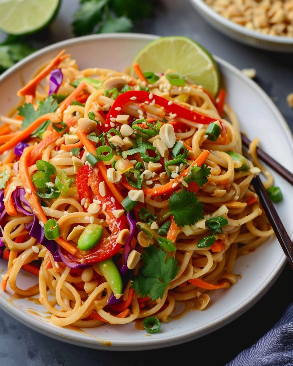 Vegetarian Thai Peanut Noodle Bowl Recipe - Recipe Image