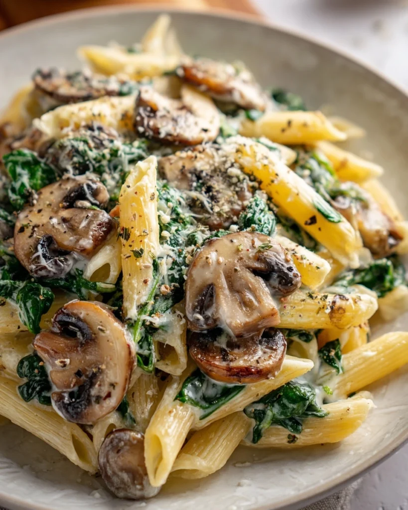 Creamy Mushroom Spinach Pasta Delight Recipe