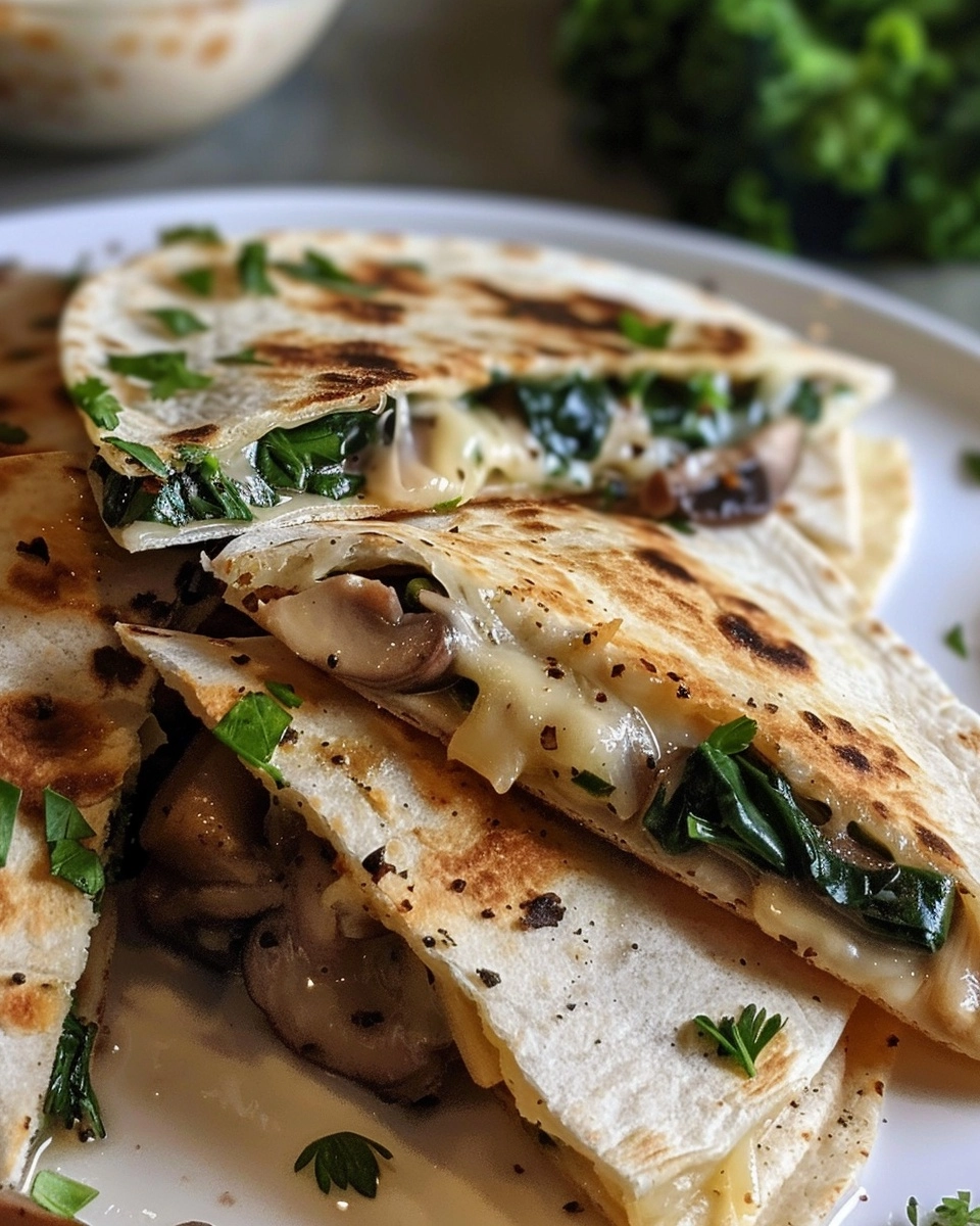 Mushroom & Spinach Quesadillas Recipe