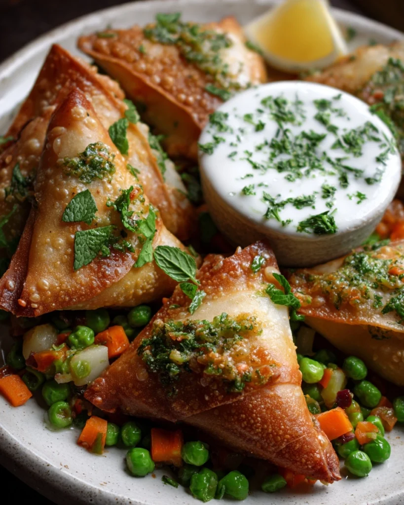 Vegetable Samosas with Mint Yogurt Sauce Recipe