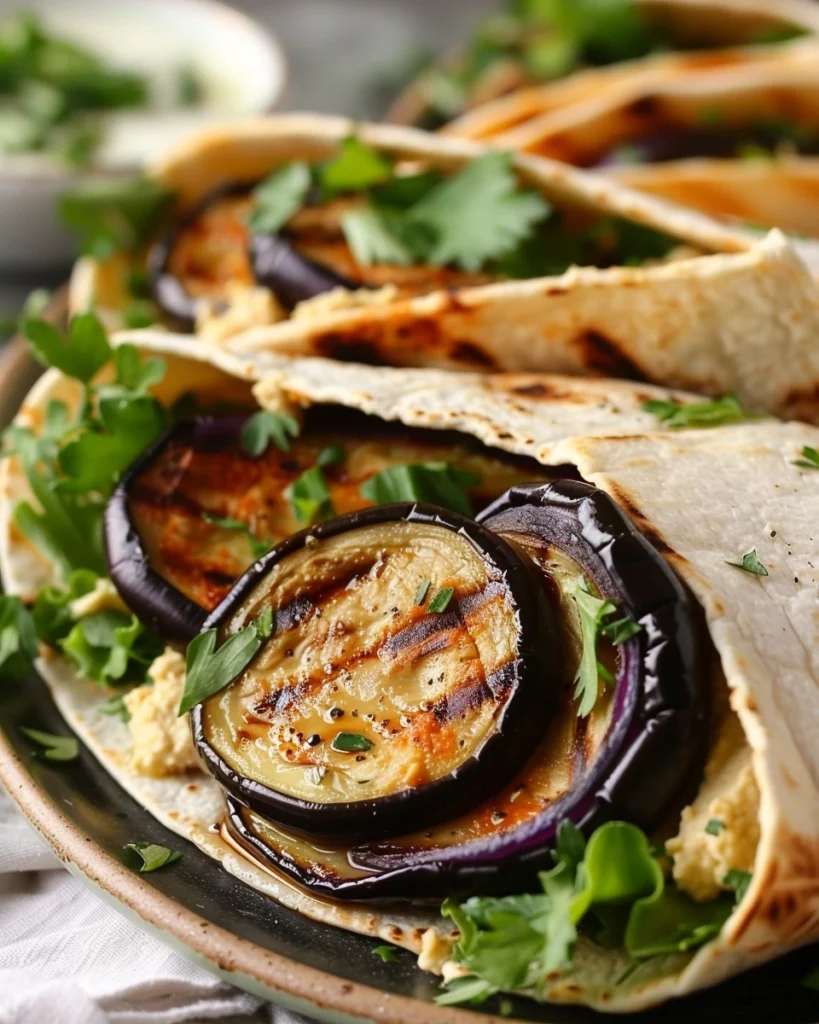 Grilled Eggplant & Hummus Wraps Recipe