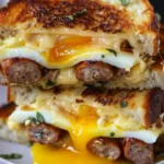 Breakfast Grilled Cheese with Scrambled Eggs & Sausage Recipe