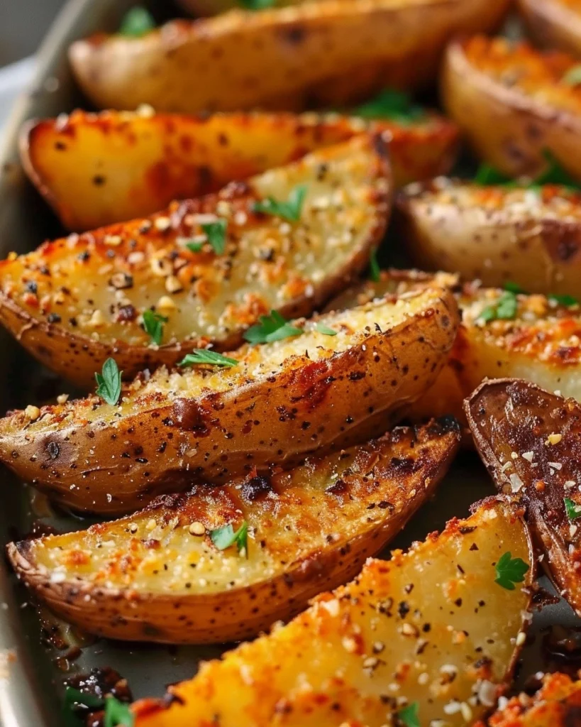 Baked Garlic Parmesan Potato Wedges Recipe