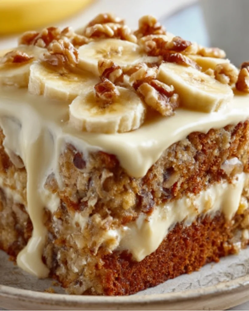 Luscious Vanilla Banana Walnut Cake Recipe