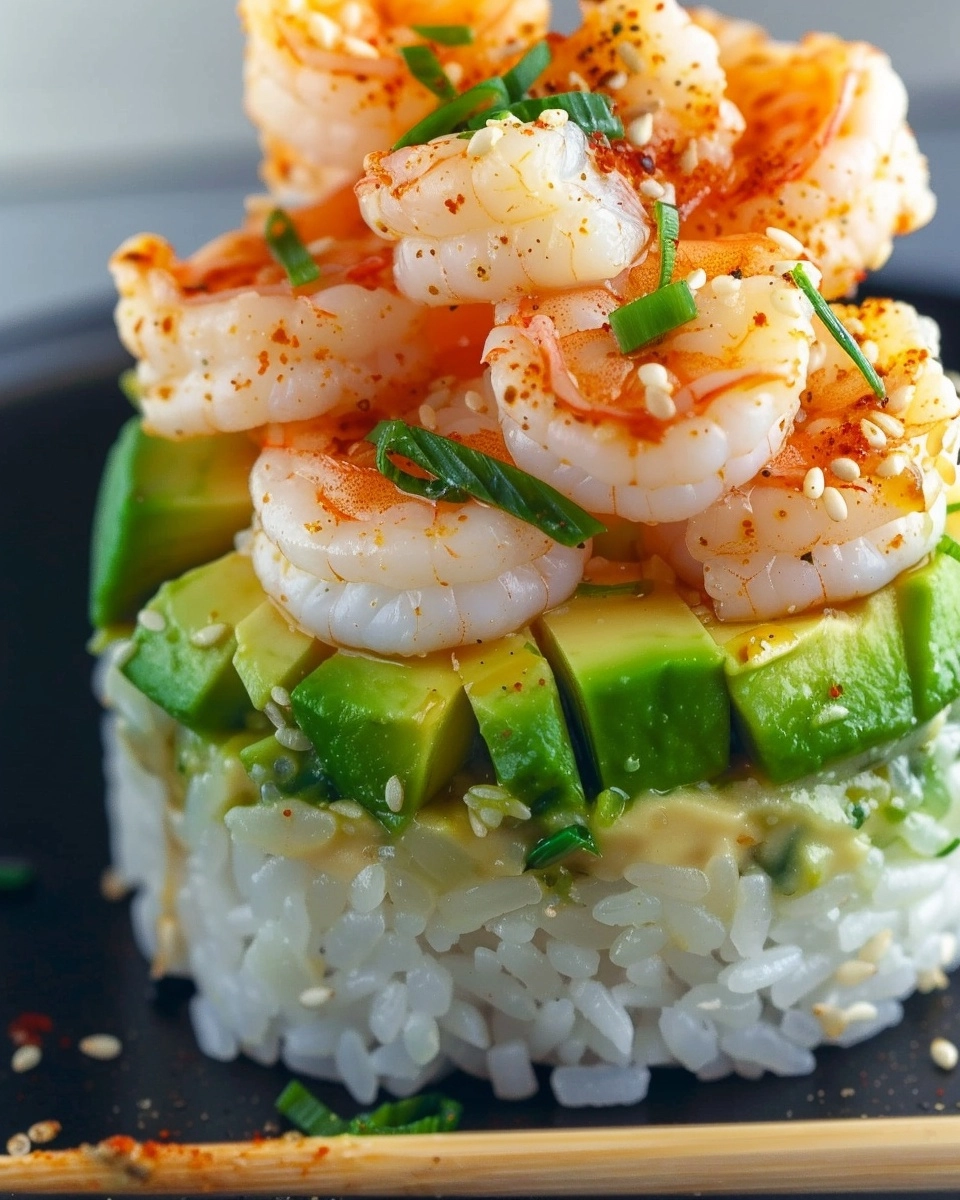 Spicy Shrimp Sushi Towers Recipe