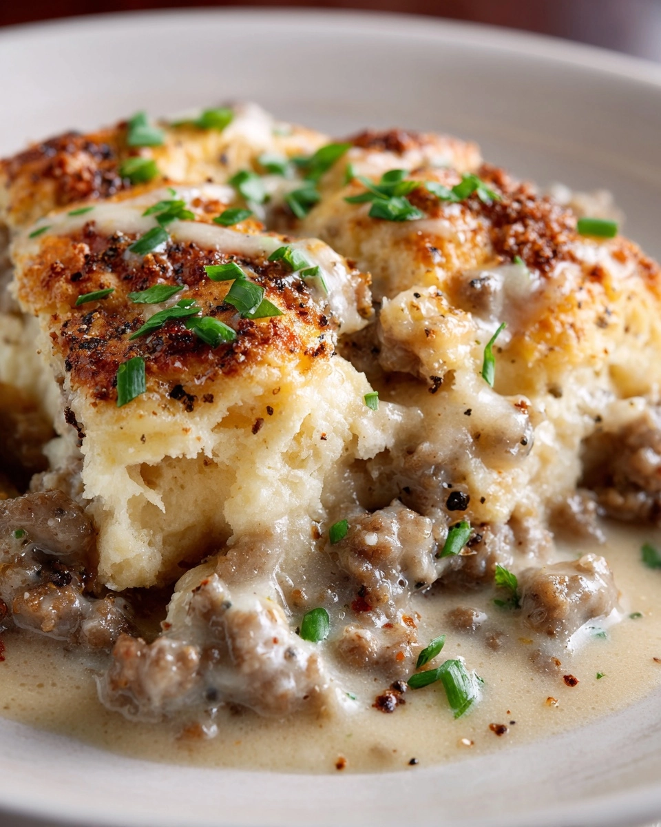 Sausage Gravy Biscuit Pie Recipe - Recipe Image