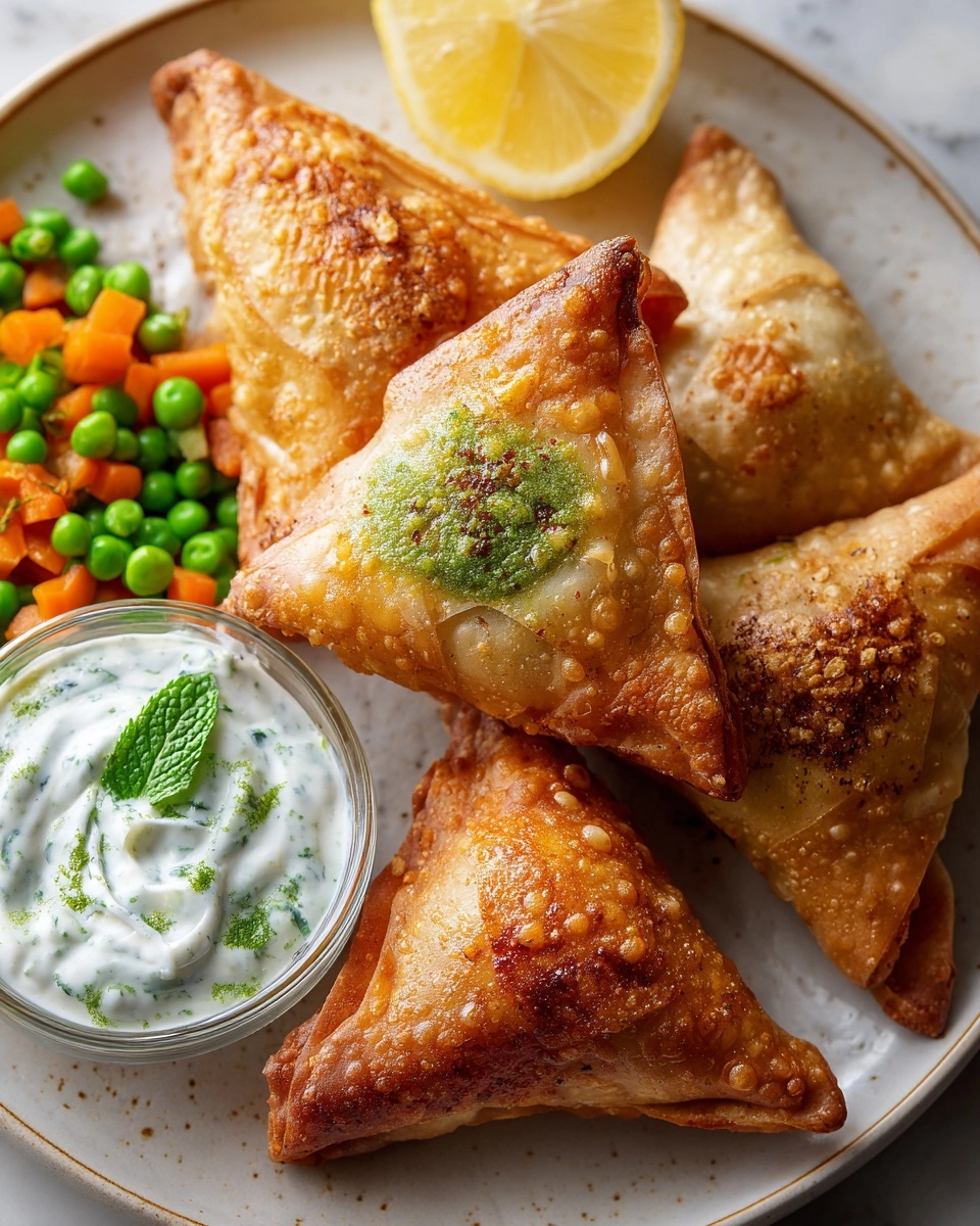 Vegetable Samosas with Mint Yogurt Sauce Recipe - Recipe Image