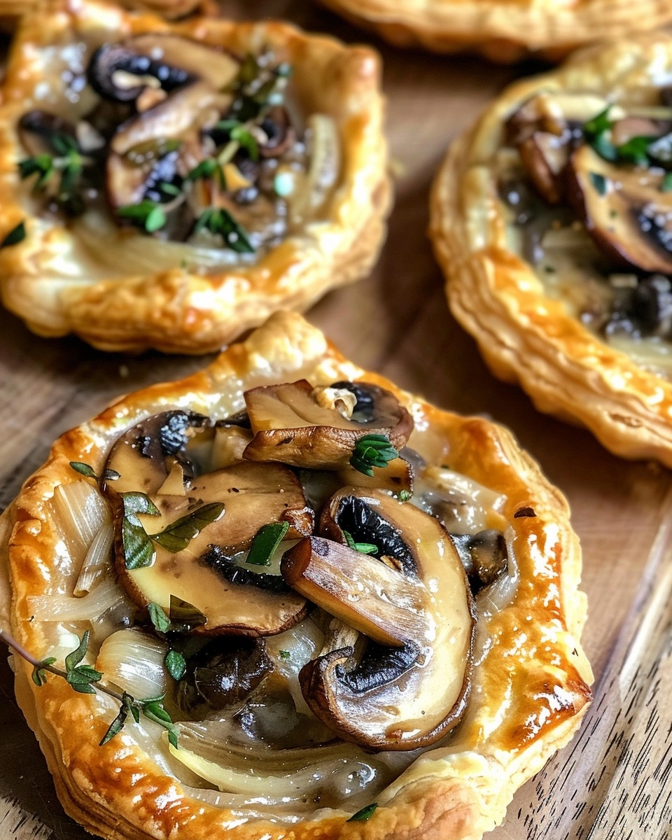 Mushroom, Shallot and Herbed Goat Cheese Tarts Recipe - Recipe Image