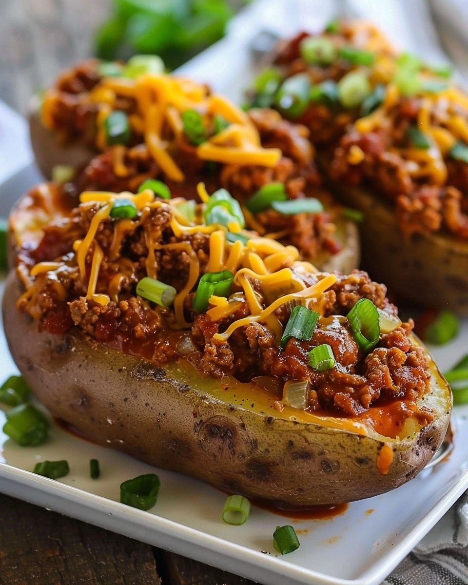 Cheesy Sloppy Joe Potato Boats Recipe - Recipe Image