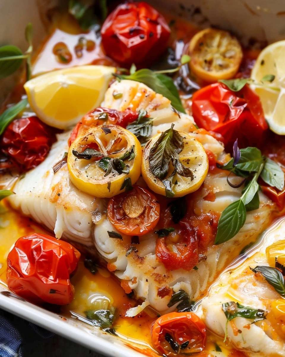 Lemon Herb Baked Cod with Mediterranean Veggies Recipe