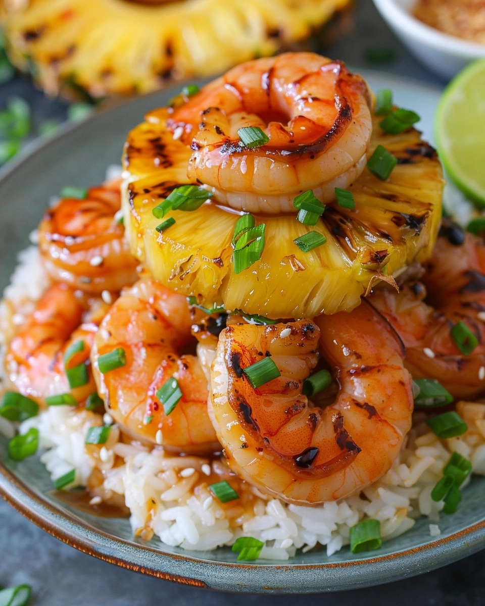 Teriyaki Shrimp Pineapple Rice Stack Recipe - Recipe Image