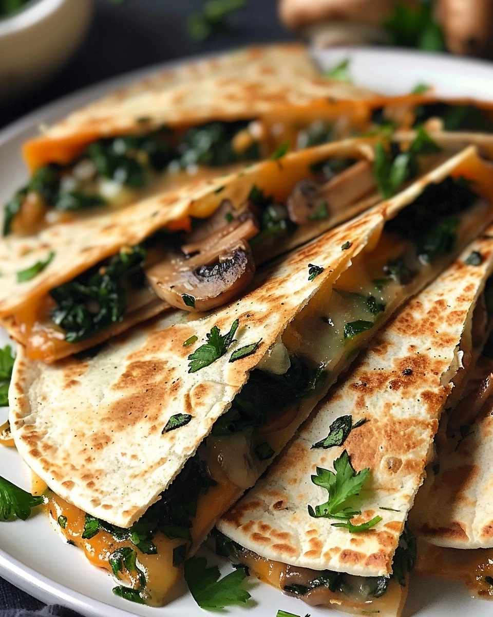 Mushroom & Spinach Quesadillas Recipe - Recipe Image