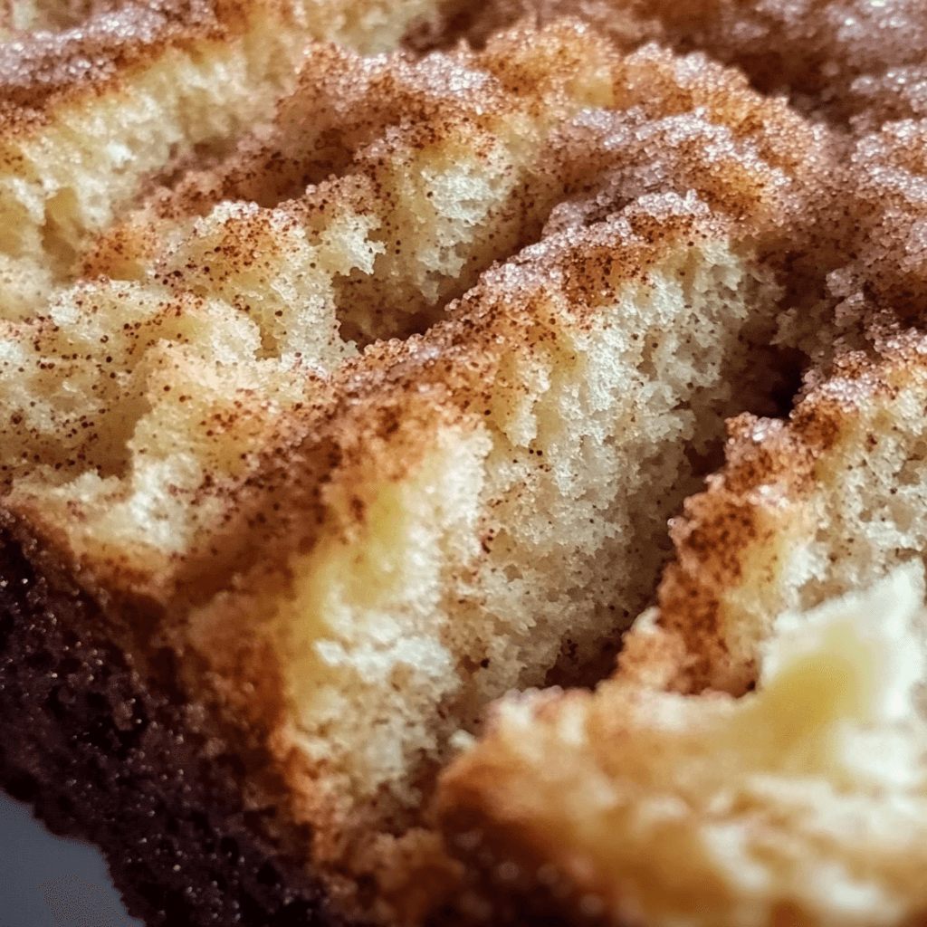 Close-up of sliced cinnamon donut bread with a golden crust and a cinnamon-sugar topping.