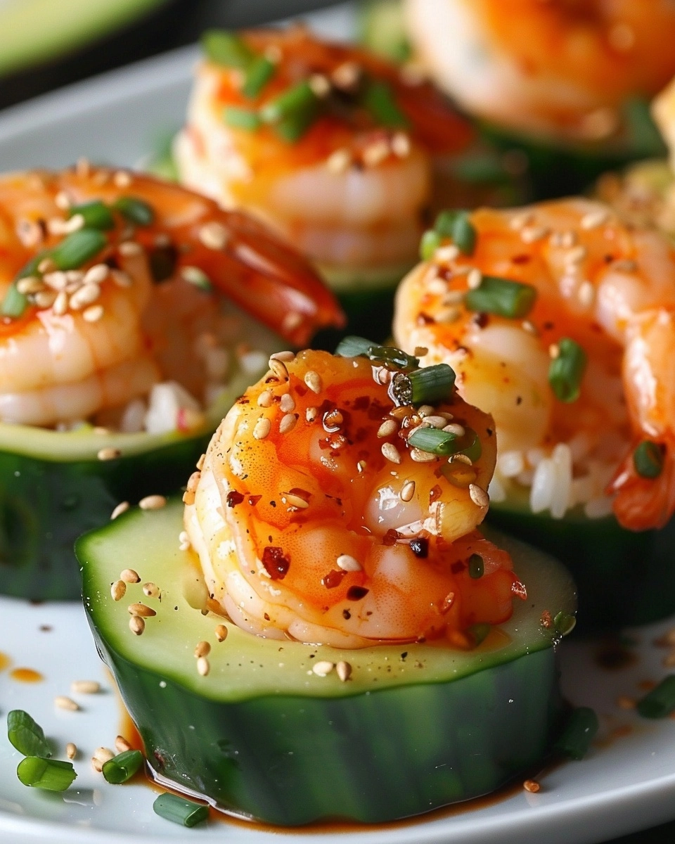 Spicy Shrimp Cucumber Sushi Boats Recipe