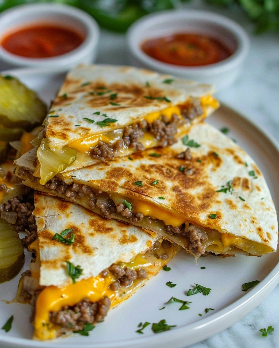 Blackstone Cheeseburger Quesadilla Recipe - Recipe Image