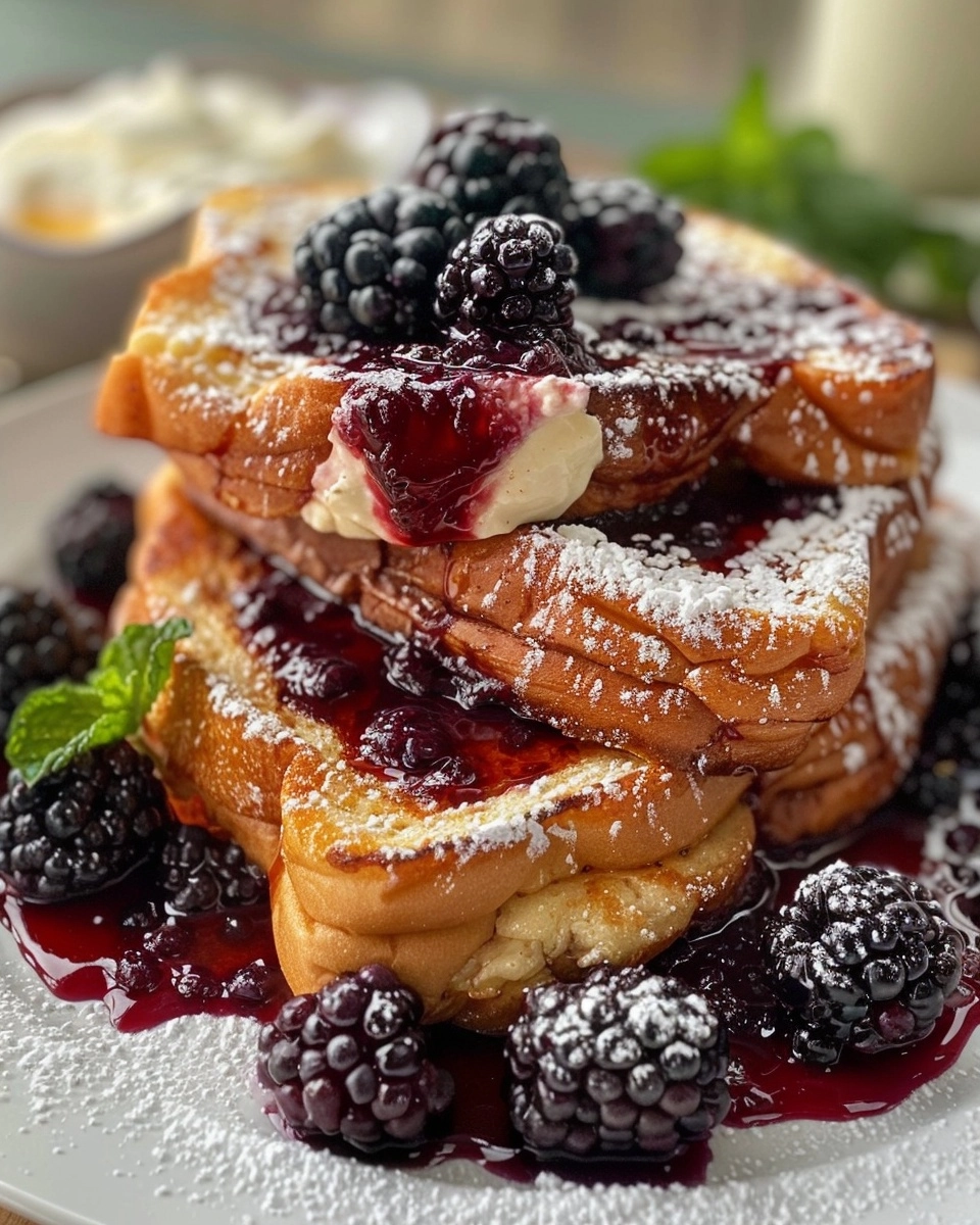 Cream Cheese-Stuffed Blackberry Compote French Toast Recipe - Recipe Image
