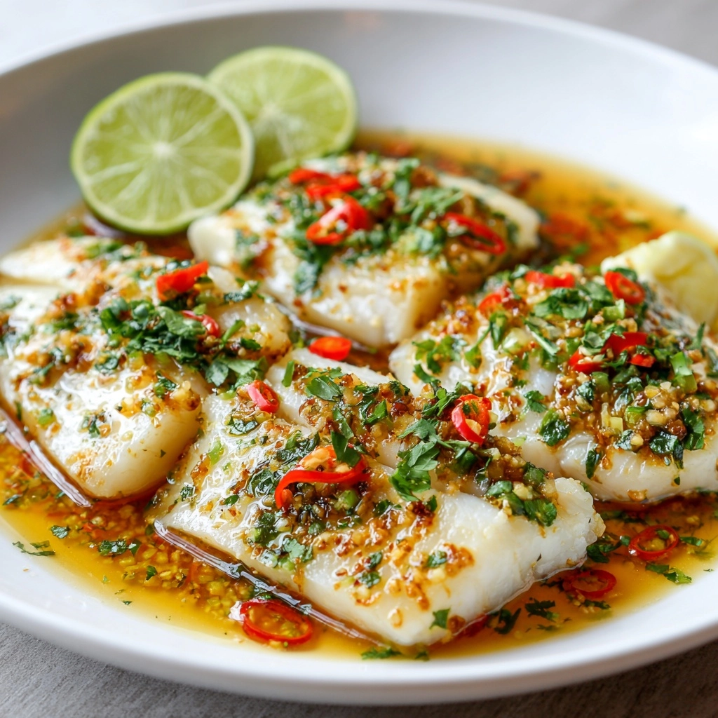 Thai Lime-Garlic Steamed Fish Recipe - Recipe Image