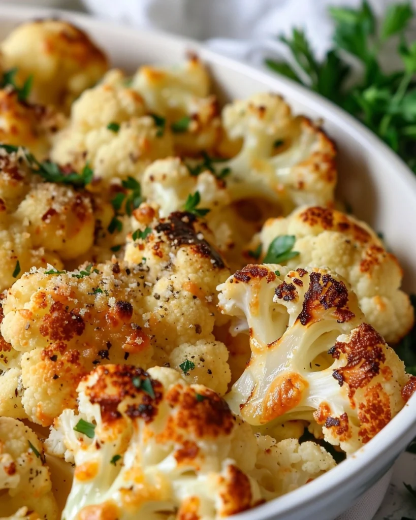 Cheesy Garlic Parmesan Cauliflower Recipe
