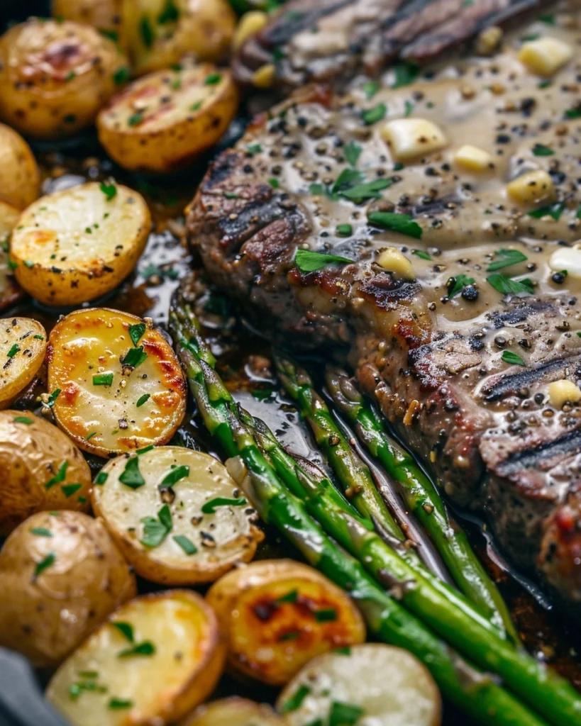 Garlic Parmesan Steak with Roasted Veggies Recipe