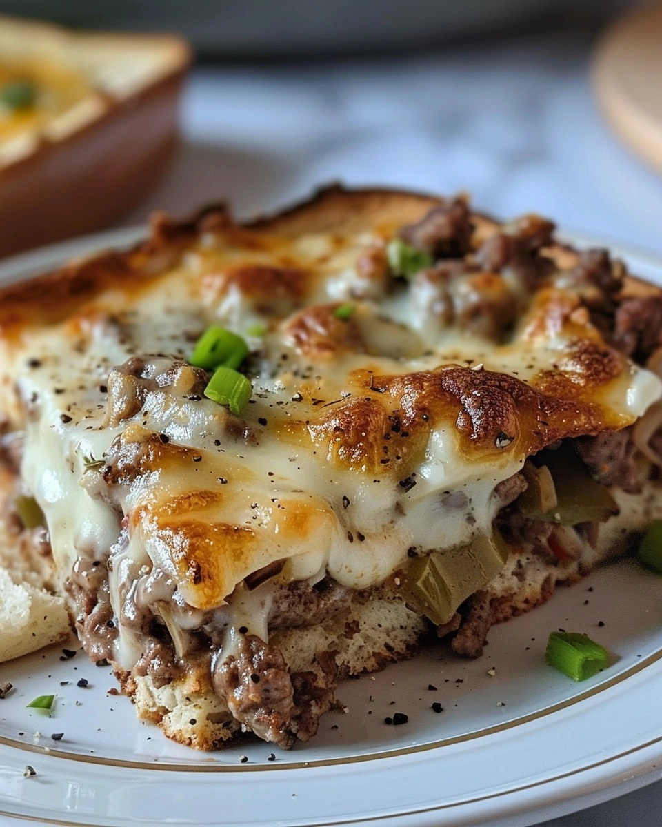 Philly Cheese Steak Grilled Cheese Casserole Recipe - Recipe Image