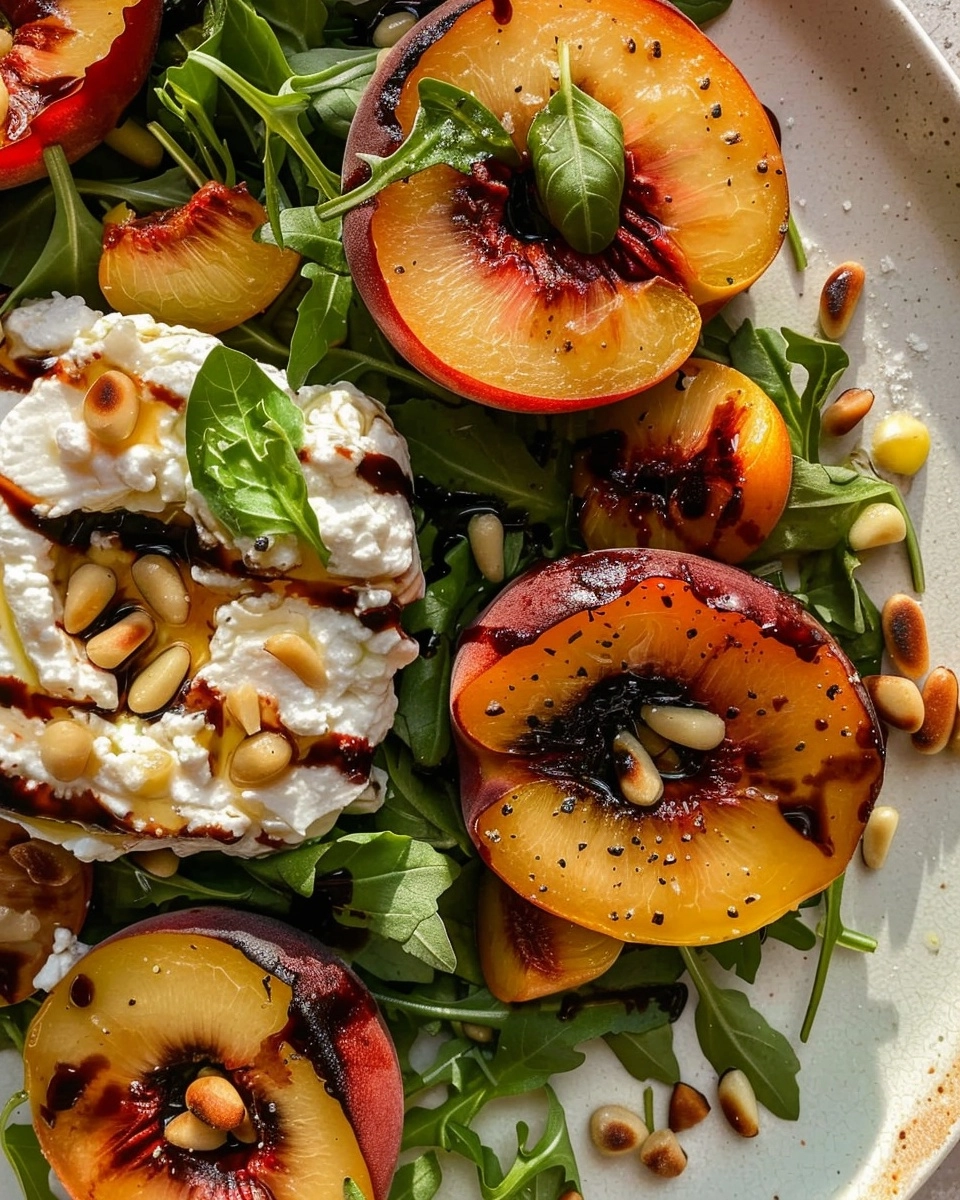 Smoky Grilled Peach Burrata Salad Recipe