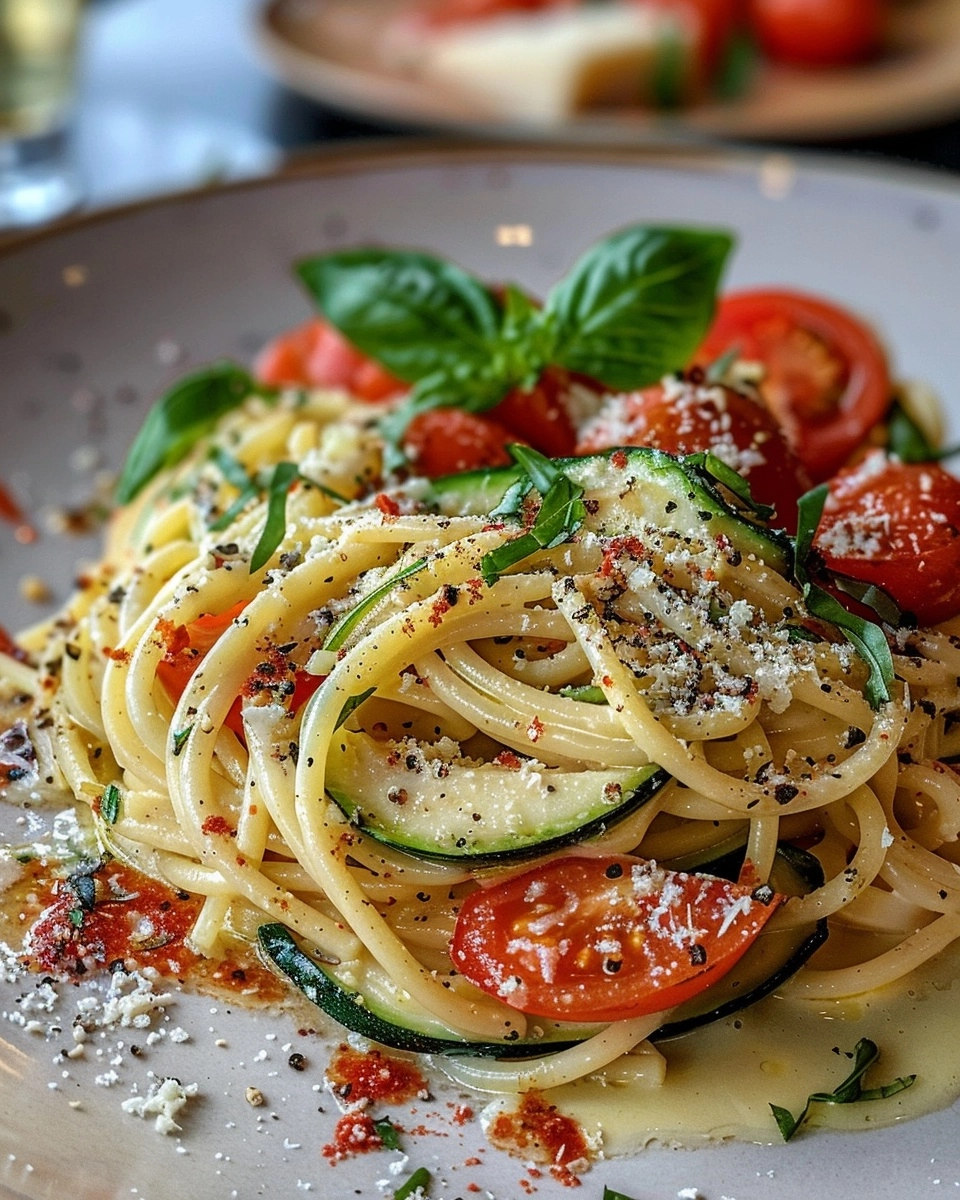 Tomato Zucchini Pasta Recipe - Recipe Image