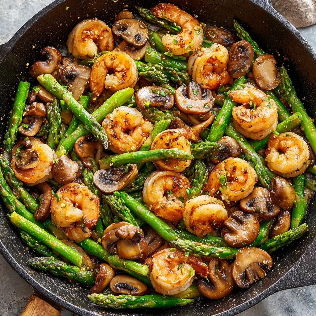 Stir-Fried Shrimp, Asparagus, and Mushrooms Recipe - Recipe Image