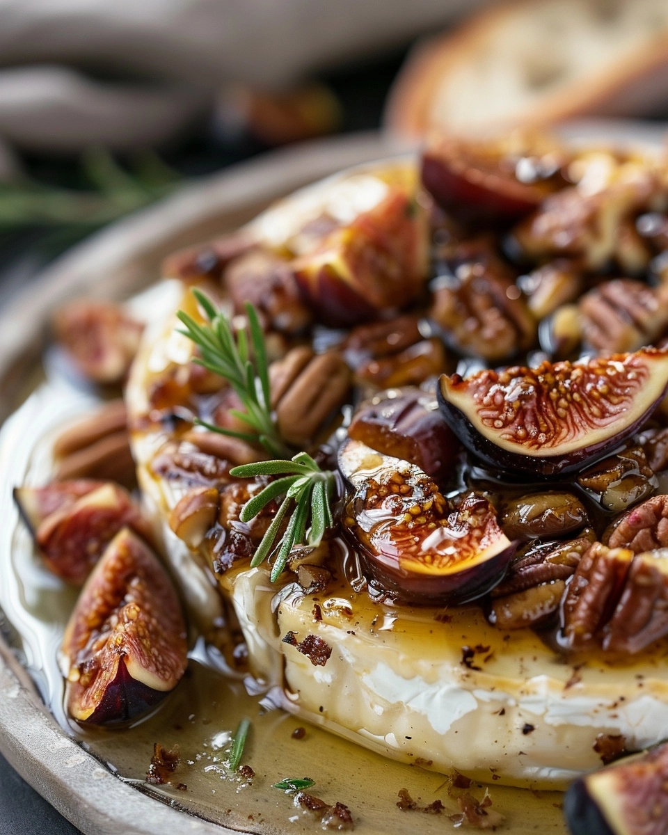 Honeyed Fig and Pecan Baked Brie Recipe - Recipe Image