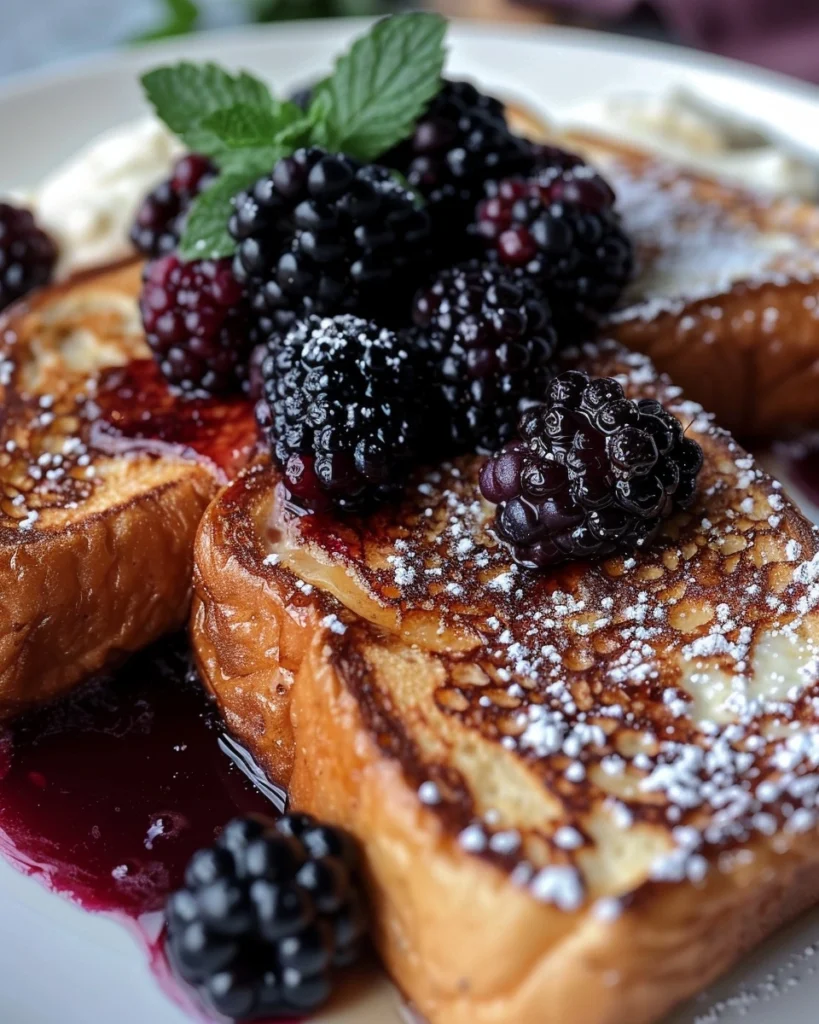 Cream Cheese-Stuffed Blackberry Compote French Toast Recipe