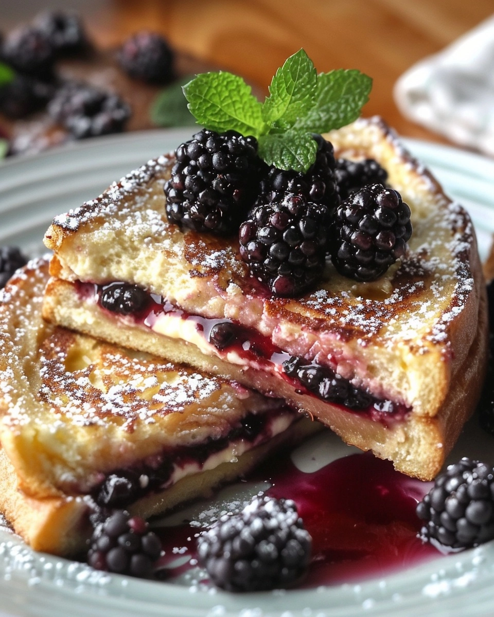 Cream Cheese-Stuffed Blackberry Compote French Toast Recipe - Recipe Image