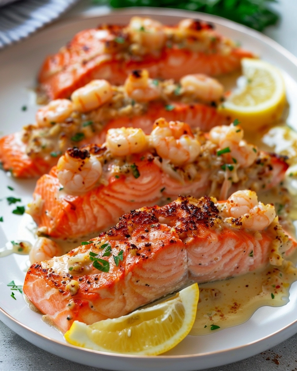 Crab & Shrimp Stuffed Salmon Recipe - Recipe Image