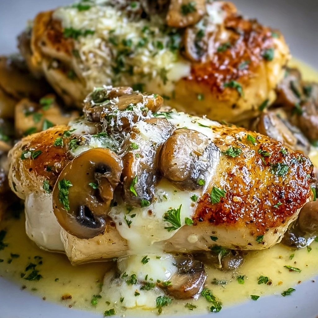 Cheesy Garlic Mushroom Chicken Recipe - Recipe Image