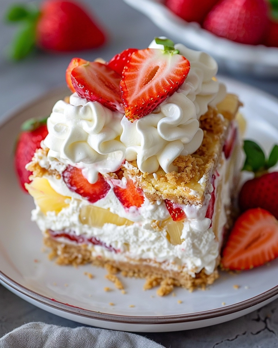 No-Bake Summer Strawberry Shortcake Breakfast Bars Recipe - Recipe Image