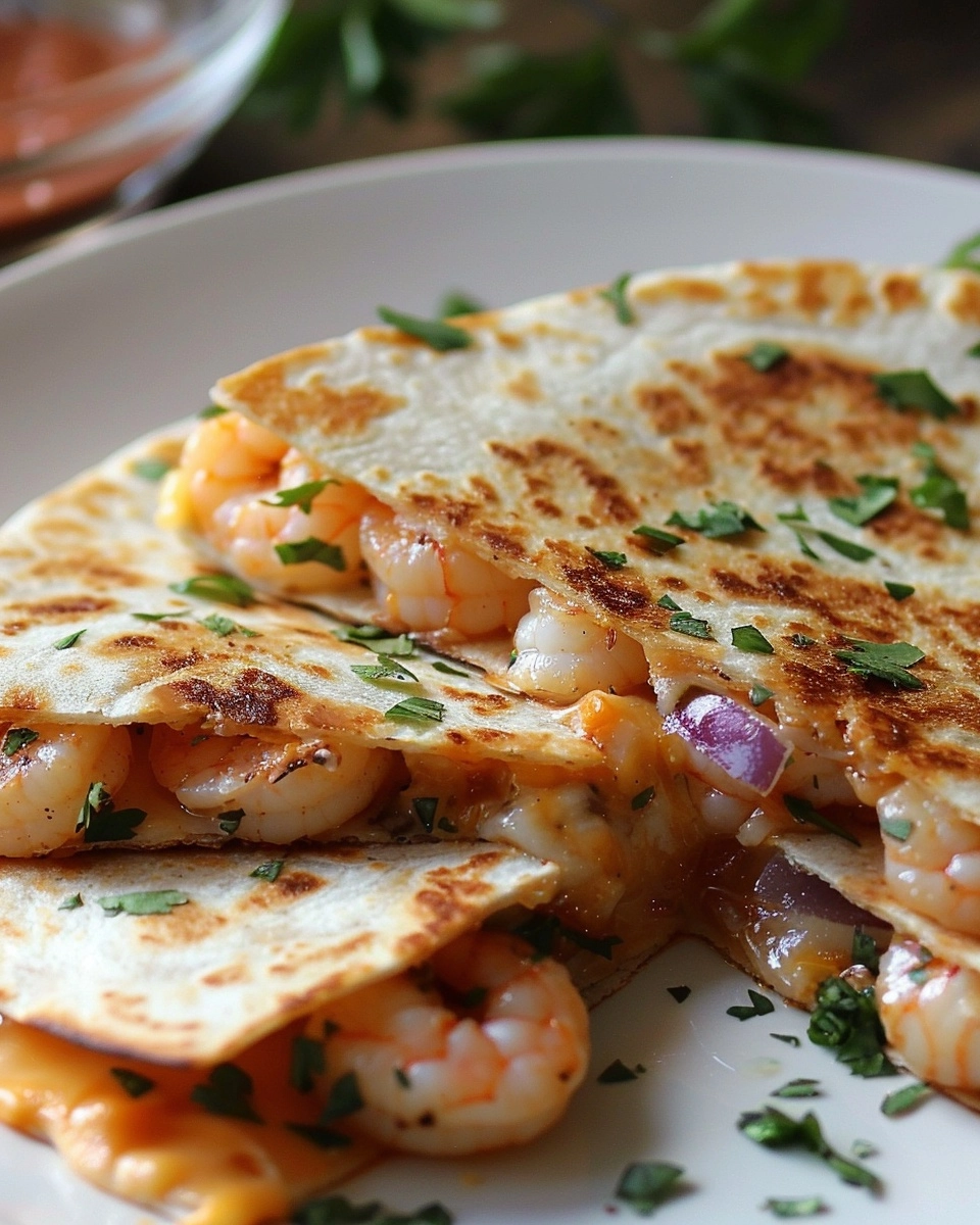 Shrimp Melted Cheese Quesadilla Recipe - Recipe Image