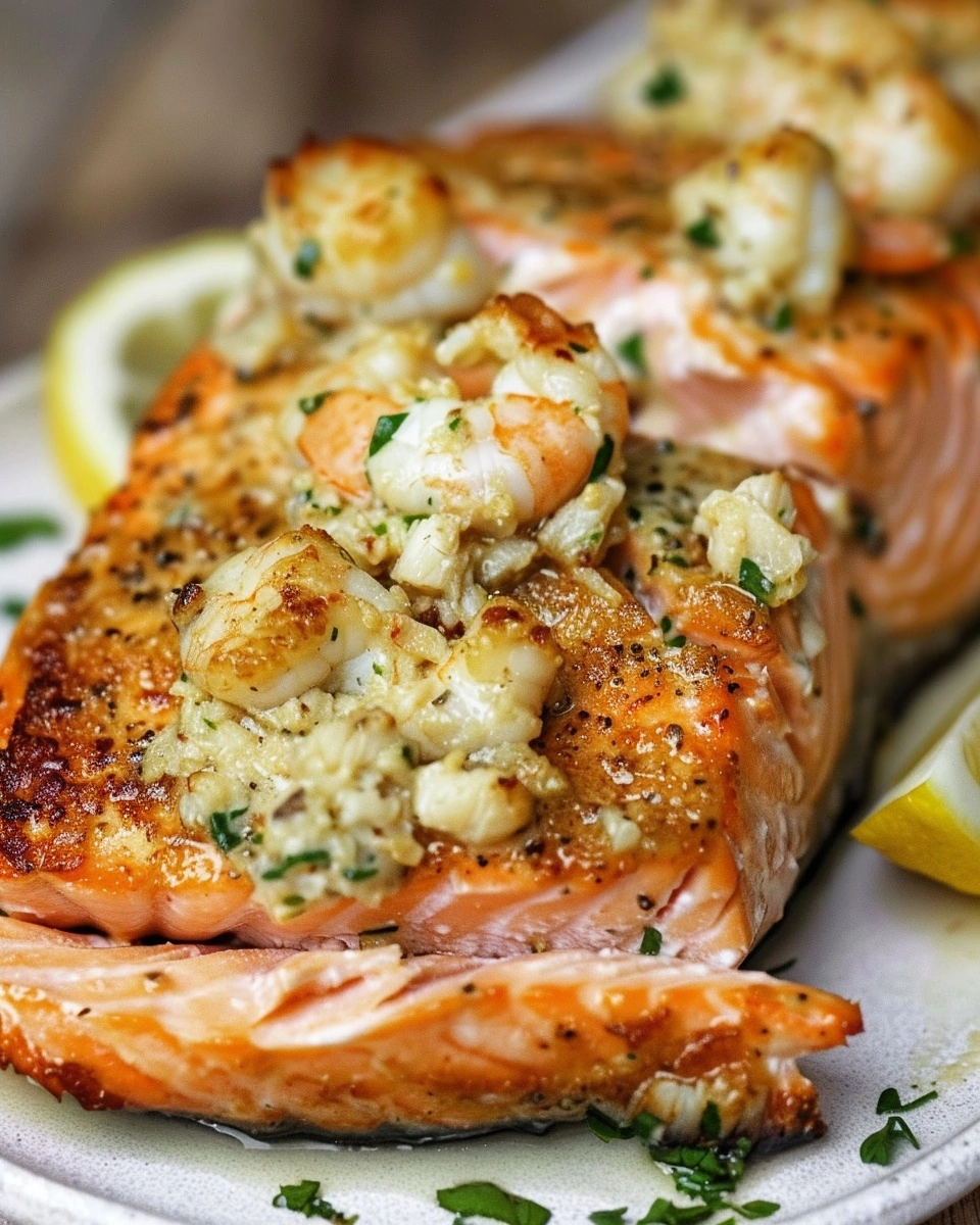 Crab & Shrimp Stuffed Salmon Recipe