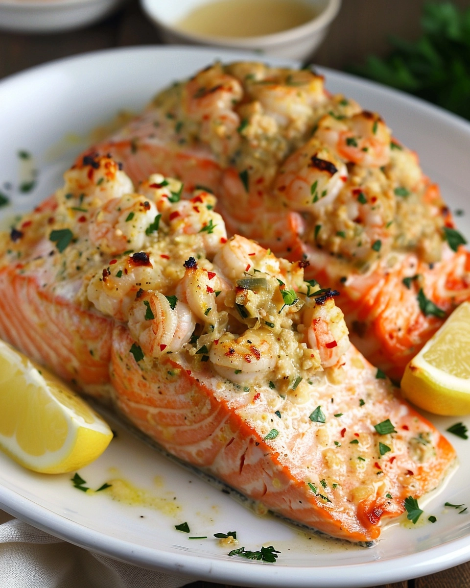 Crab & Shrimp Stuffed Salmon Recipe - Recipe Image